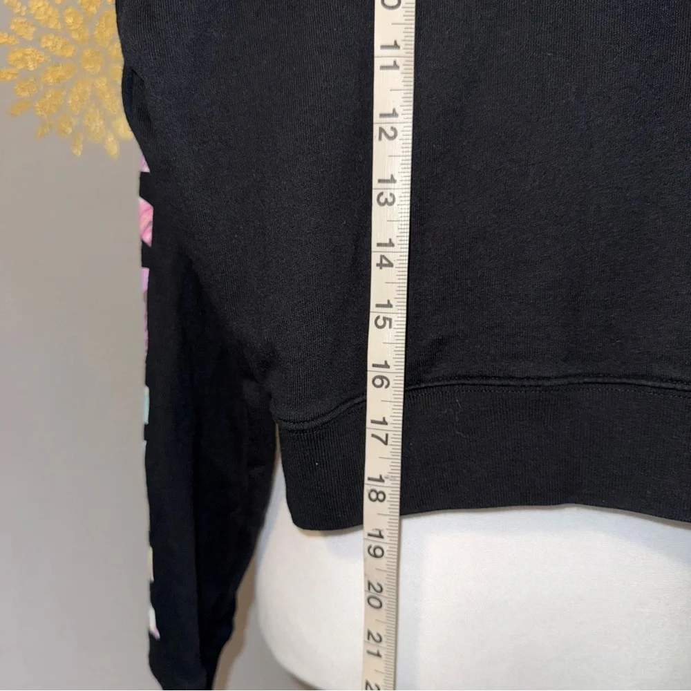 Victoria’s Secret Pink Brand Black Crop Hoodie Sweatshirt Women’s Chic Y2K‎ 90’s - Picture 8 of 9